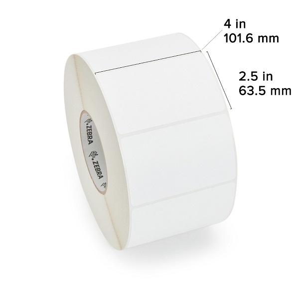 Zebra Thermal Transfer Label (Polyester) (4" x 2.5") Z-Ultimate 3000T (3" Core) (2240/Roll) (4 Rolls/Ctn) (Not Perforated) (8" Outer) (High Performance Permanent Adhesive) (White)