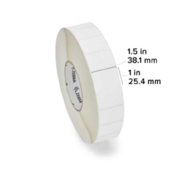 Zebra Thermal Transfer Label Paper (1.5" x 1") Z-Select 4000T (3" Core) (5180/Roll) (14 Rolls/Ctn) (Top Coated Paper) (Not Perforated) (8" Outer) (Permanent Acrylic Adhesive) (White)