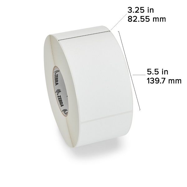 Zebra Thermal Transfer Label Paper (3.25" x 5.5") Z-Select 4000T (3" Core) (1040/Roll) (6 Rolls/Ctn) (Top Coated Paper) (Not Perforated) (8" Outer) (Permanent Acrylic Adhesive) (White)