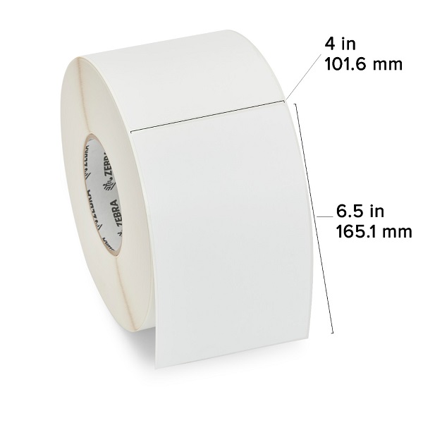 Zebra Thermal Transfer Label, Paper (4" x 6.5") Z-Select 4000T (3" Core) (880/Roll) (4 Rolls/Ctn) (Top Coated Paper) (Not Perforated) (8" Outer) (Permanent Acrylic Adhesive) (White)