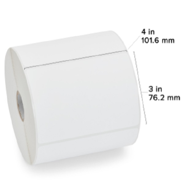 Zebra Thermal Transfer Label Paper (4" x 3") Z-Select 4000T (1" Core) (930/Roll) (12 Rolls/Ctn) (Top Coated Paper) (Perforated) (5" Outer) (Permanent Acrylic Adhesive) (White)