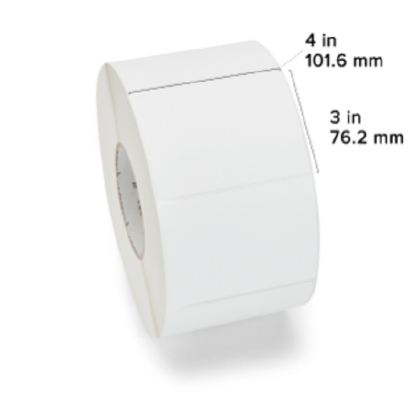 Zebra Direct Thermal Label Paper (4" x 3") Z-Select 4000D (3" Core) (2238/Roll) (4 Rolls/Ctn) (Top Coated Paper) (Perforated) (8" Outer) (All-Temp Permanent Adhesive) (White)