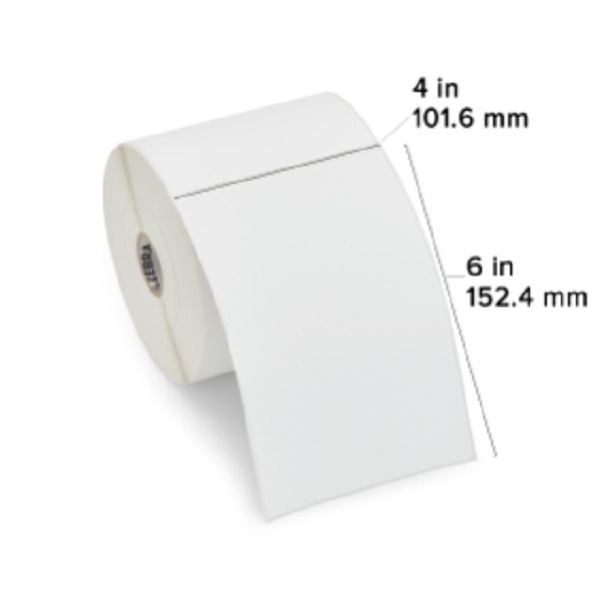 Zebra Thermal Transfer Label Paper (4" x 6") Z-Select 4000T (1" Core) (420/Roll) (4 Rolls/Ctn) (Top Coated Paper) (Not Perforated) (5" Outer) (Permanent Acrylic Adhesive) (White)