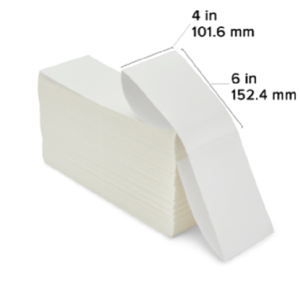 Zebra Direct Thermal Label Paper (4" x 6") Z-Select 4000D (Fanfold) (720/Stack) (6 Stacks/Ctn) (Top Coated Paper) (Perforated) (All-Temp Permanent Adhesive) (White)