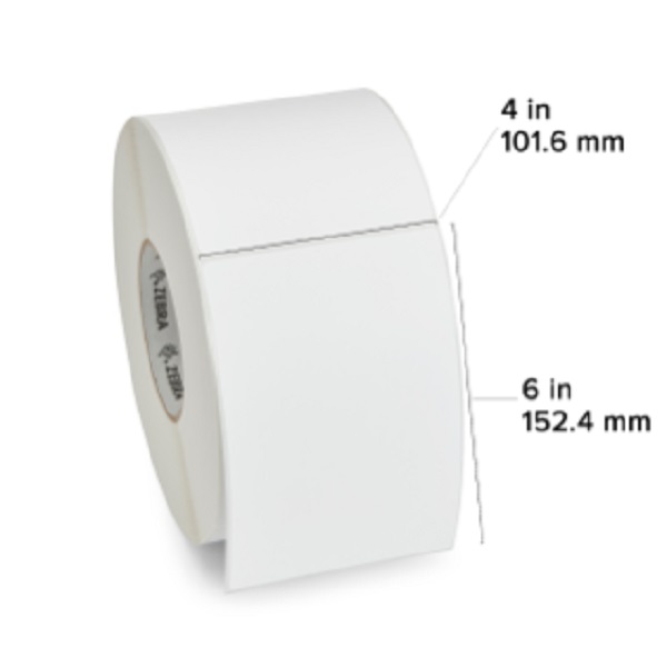 Zebra Direct Thermal Label Paper (4" x 6") Z-Select 4000D (3" Core) (940/Roll) (4 Rolls/Ctn) (Non Coated Paper) (Perforated) (8" Outer) (All-Temp Permanent Adhesive) (White)