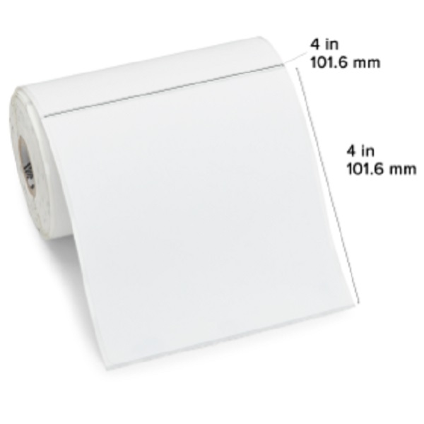 Zebra Direct Thermal Label Paper (4" x 4") Z-Perform 1000D (0.75" Core) (160/Roll) (36 Rolls/Ctn) (Non Coated Paper) (Perforated) (2.5" Outer) (Permanent Acrylic Adhesive) (White)