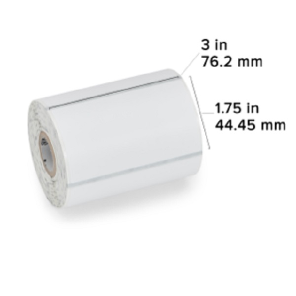 Zebra Direct Thermal Label Paper (3" x 1.75") Z-Perform 2000D (0.75" Core) (350/Roll) (36 Rolls/Ctn) (Top Coated Paper) (Perforated) (2.5" Outer) (All-Temp Permanent Adhesive) (White)