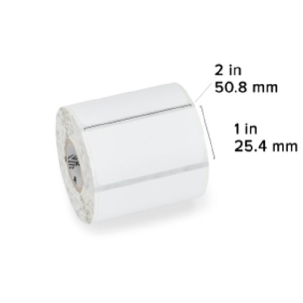 Zebra Direct Thermal Label (Polypropylene) (2" x 1") PolyPro 4000D (0.75" Core) (350/Roll) (36 Rolls/Ctn) (Not Perforated) (2.0" Outer) (High Performance Permanent Adhesive) (White)